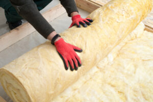 Insulation being rolled out